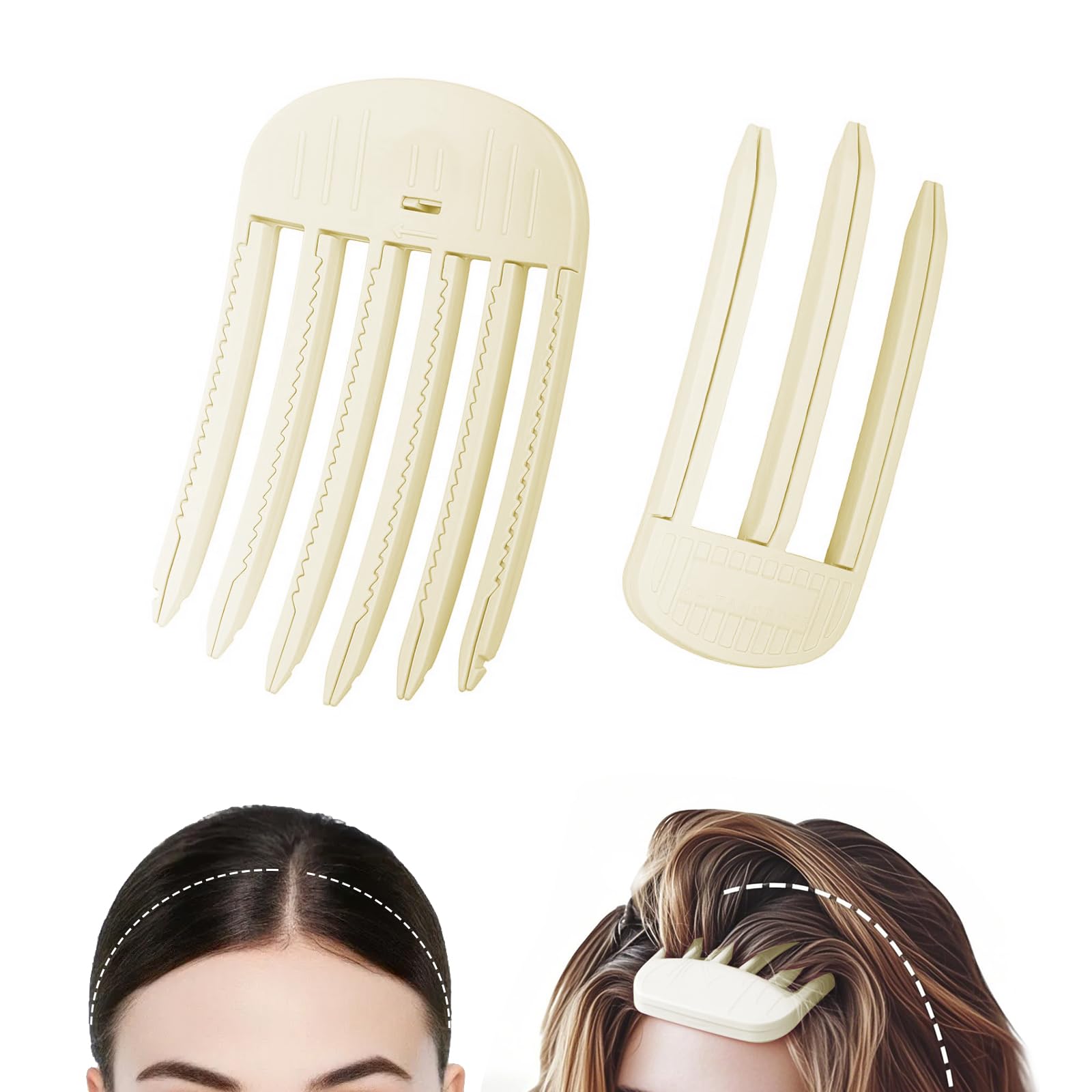 Photo 1 of 2Pcs Volumizing Hair Clips for Women,Easy High Crown Volume Tool, No Crease Hair Root Lifting Clips for a Natural Puffy Lazy Hairstyle, White