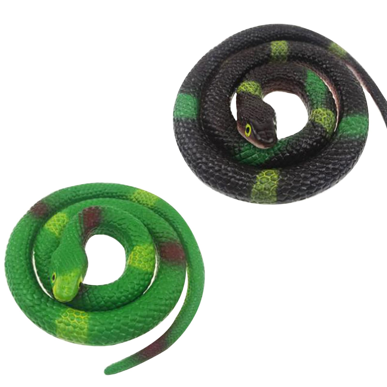 Rakiuty Fake Snakes, Plastic Snakes, Realistic Rubber Snake Rain Forest Snakes Colorful Rubber Snakes for Garden Prank Prop Scare Birds Halloween Party Favors, 2 Pieces