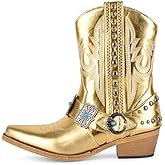 Only maker Cowgirl Western Boots for Women Ankle High Embroidery Pointed Toe Cowboy Rodeo Country Concert Boot