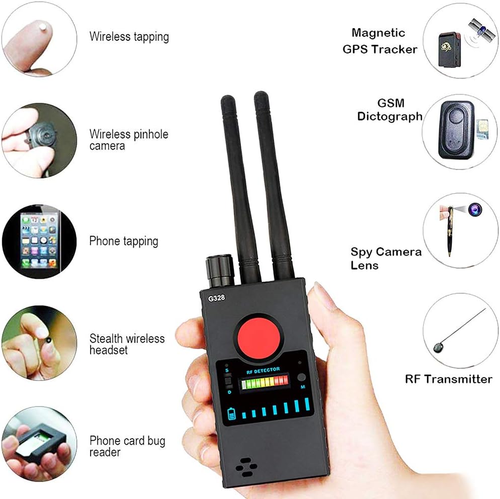 Traioy Dual Antenna Anti Candid Hidden Camera Detector, RF Signal Secret GPS Audio GSM Mobile Phone Wifi Pinhole Cam Spy Bug Finder G528,Black