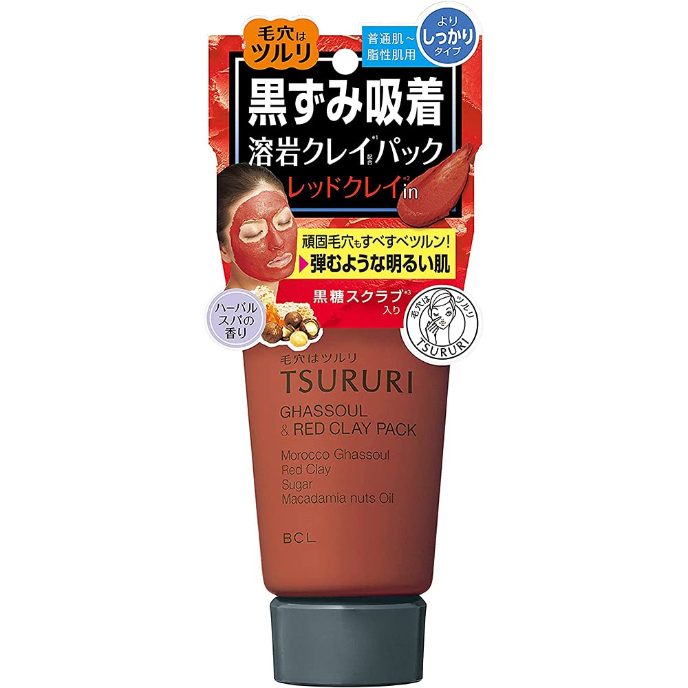 Tsururi Ghassoul Face Pack Red Plus 150g (Green Tea Set)