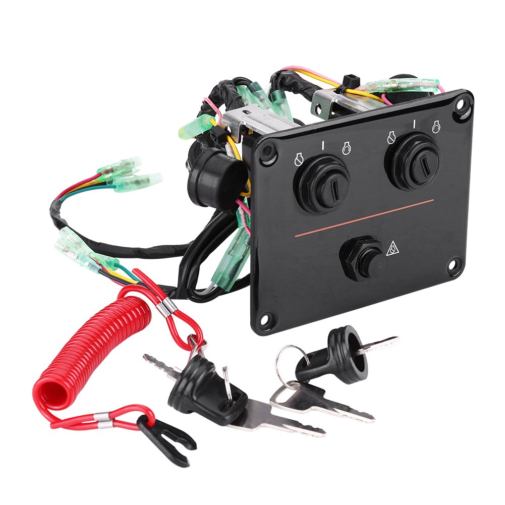 Dual Engine Key Switch Panel, 12V Dual Key Switch Panel Assembly for Yamah a Outboard Engine Yacht 6K1-82570-13-00
