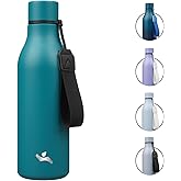 Insulated Water Bottle with Strap,18 oz Double Wall Stainless Steel Vacuum Bottles Metal Water Flask,Lake Blue