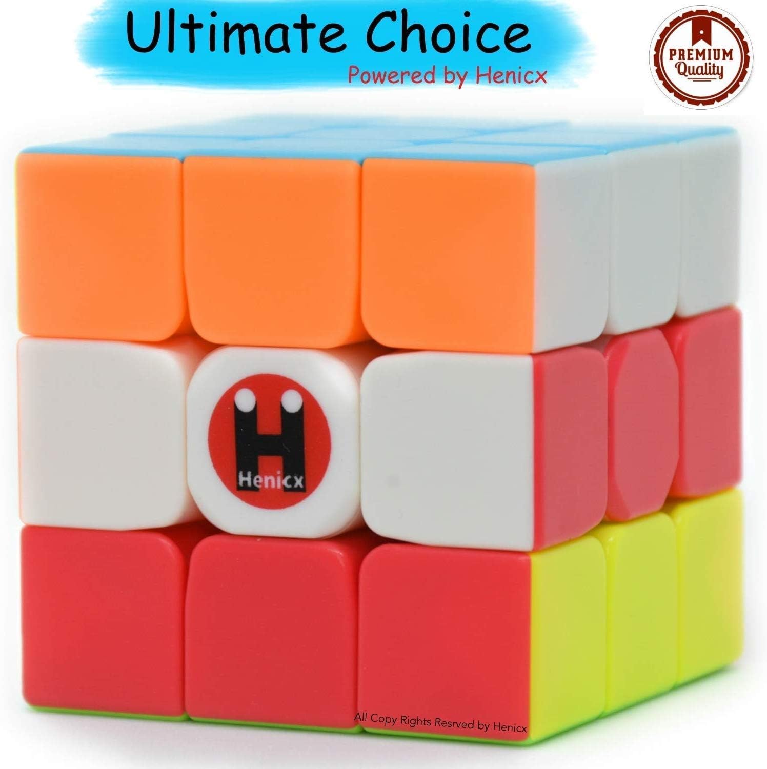 Henicx Premium Quality Cube 3X3 for Professional Beginners, Rubix Cube 3X3 is a Brain Teaser Speed Cube Puzzle of 3X3X3 Sticker Less Speed Cube