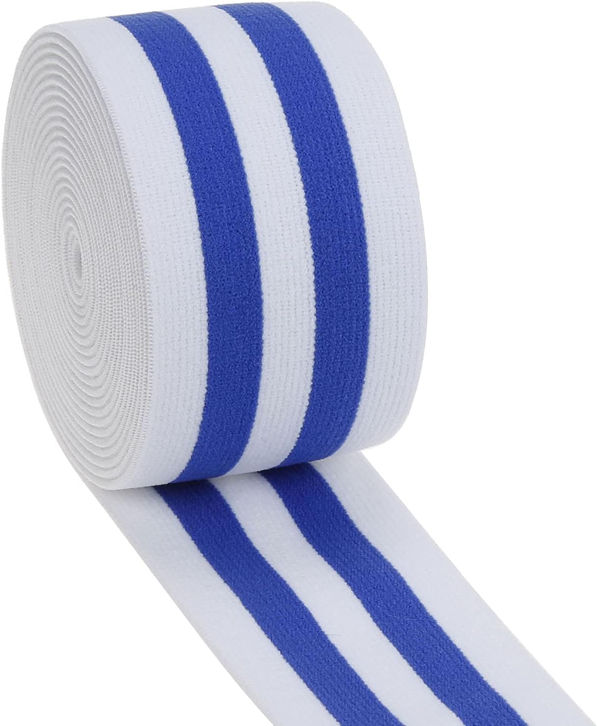 COTOWIN 2-inch Plush Elastic,Soft Comfortable Sewing Elastic - 3 Yards (Blue Stripe)