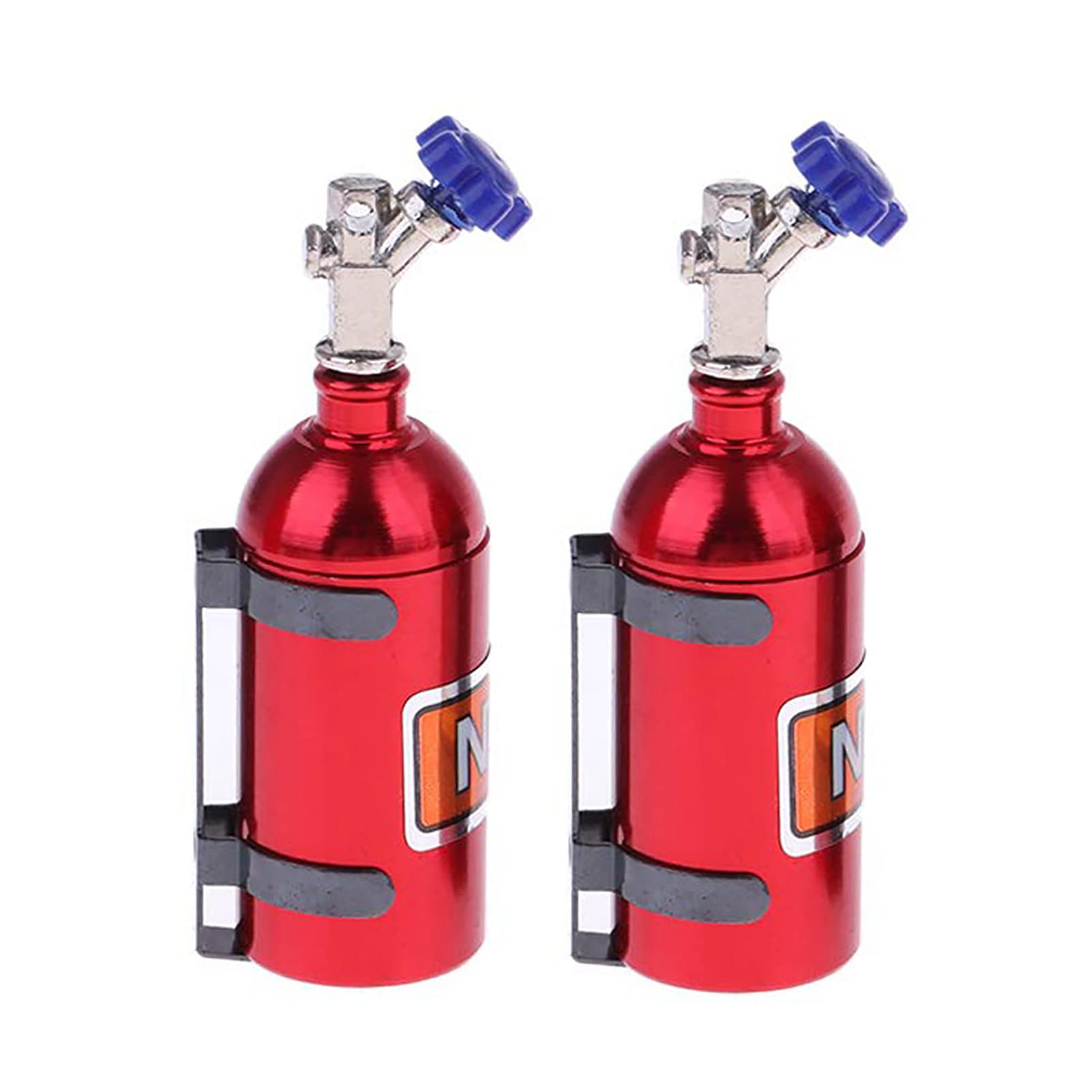 KEEDA 2 PCS Metal Simulated NOS Nitrogen Bottle with Bracket for 1/10 RC Crawler Car TRX4 D90 Axial Scx10 Decoration Accessories (Red)
