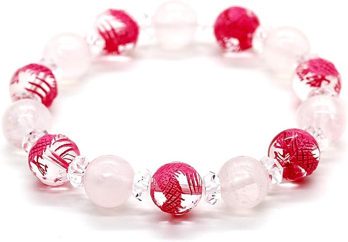 Amazon Co Jp 石輝 天然石ローズクォーツ10ｍｍピンク五本爪皇帝龍水晶10mmとカットボタン水晶のパワーストーンブレスレット恋愛成就のお守り B284 ホーム キッチン