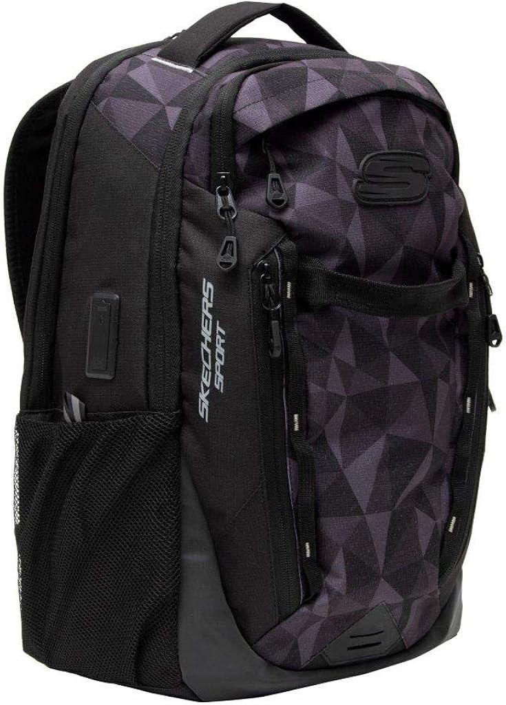 Skechers Sport Backpack with USB Port and Laptop Compartment (Black and