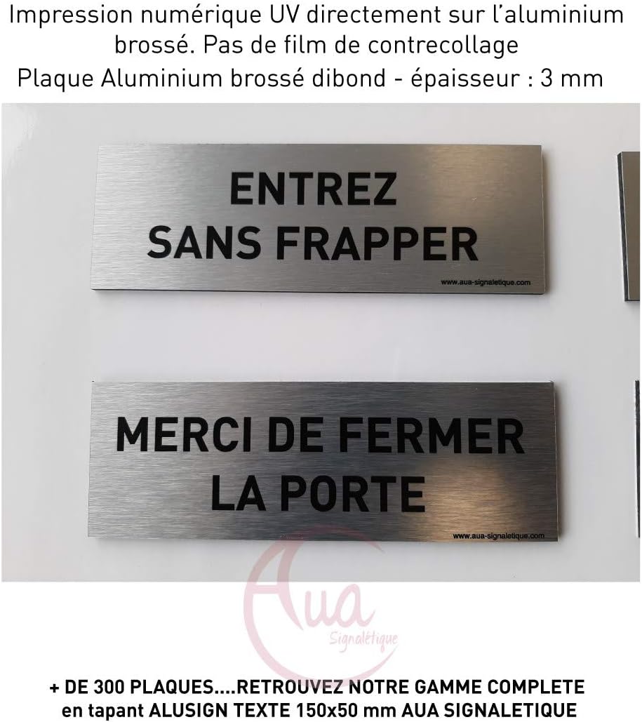 AUA SIGNALETIQUE Türschild Aluminium Gebürstet - Local Ménage - 200x50 Mm Mit Klebeband