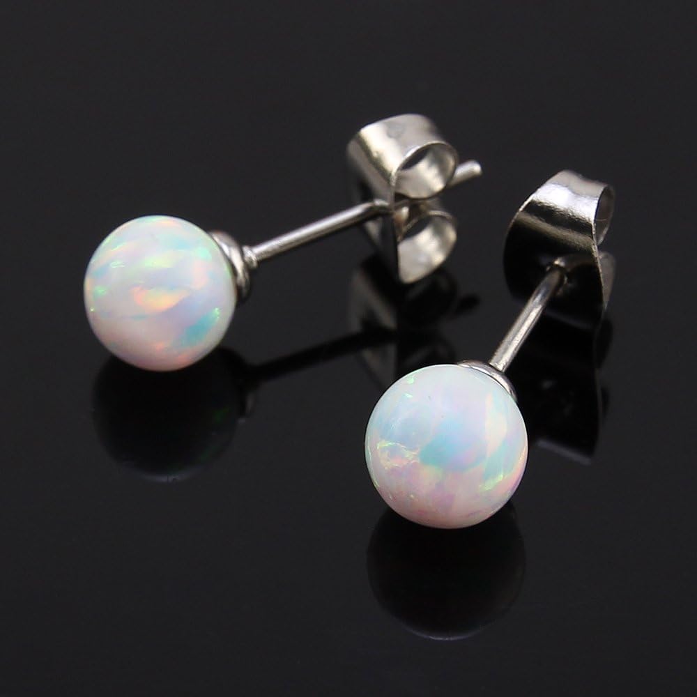 Stainless Steel Cute White Opal Stud Earrings Cartilage Conch Helix Earring Stud jewelry 16 Gauge (6mm stone(21G)) - Image 4