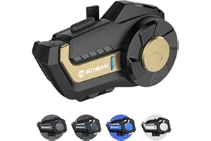 Motorcycle Helmet Headset, Moman H2Pro【1Pack Champagne】Wireless Helmet Communication Voice Assistant Music Share IP65 Waterproof DSP&CVC Noise Cancellation, Motorbike-Wireless-Helmet-Intercom-Headset