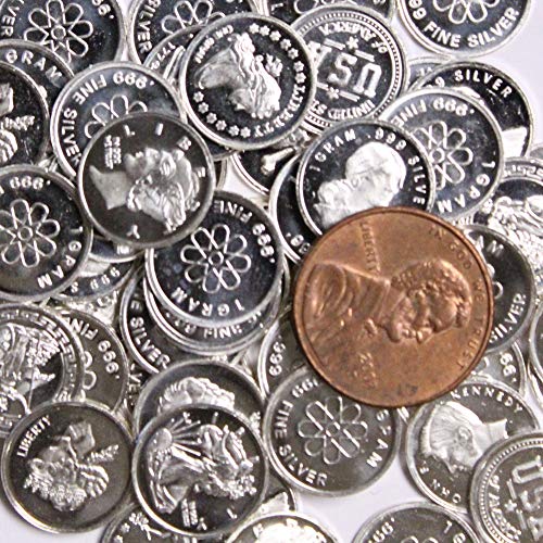 (25) One Gram .999 Pure Silver Rounds with Random Designs in a Jewelry Pouch