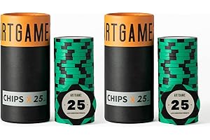 ARTGAME 14 Grams Clay Poker Chips, Minimalism Chip Easy to Recognize Numbered Chips and Color Blank Chips-Pack of 50 Chips…