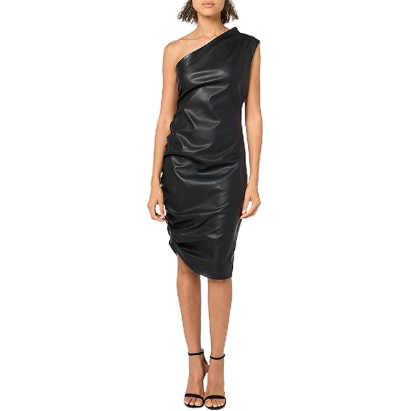 calvin klein faux leather short sleeve sheath dress Richelle Faux Leather Mini Dress Black main image 0
