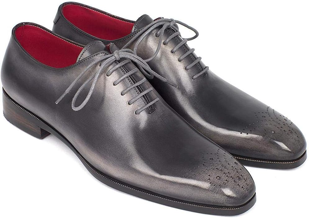 Paul Parkman Men's Gray & Black Wholecut Oxfords (ID#KR254GRY)
