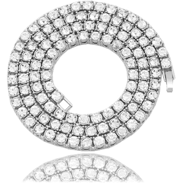 4mm CZ 1 Row Real 925 Sterling Silver Bling Tennis Chain Necklace – Anti-Tarnish