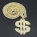 FINREZIO Gold Plated Necklace for Men Hip Hop Jewelry Dollar Sign Pendant