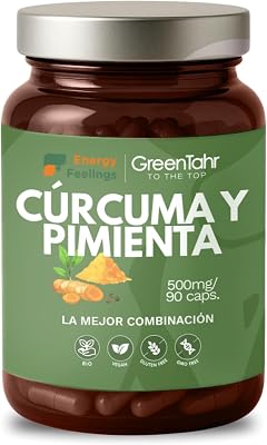 Cúrcuma y Pimienta Negra en Cápsulas de Cultivo Rica en Antioxidantes, Curcumina y Piperina Bio, Vegano, Orgánico, Sin Gluten, 90 Cápsulas, 1500mg
