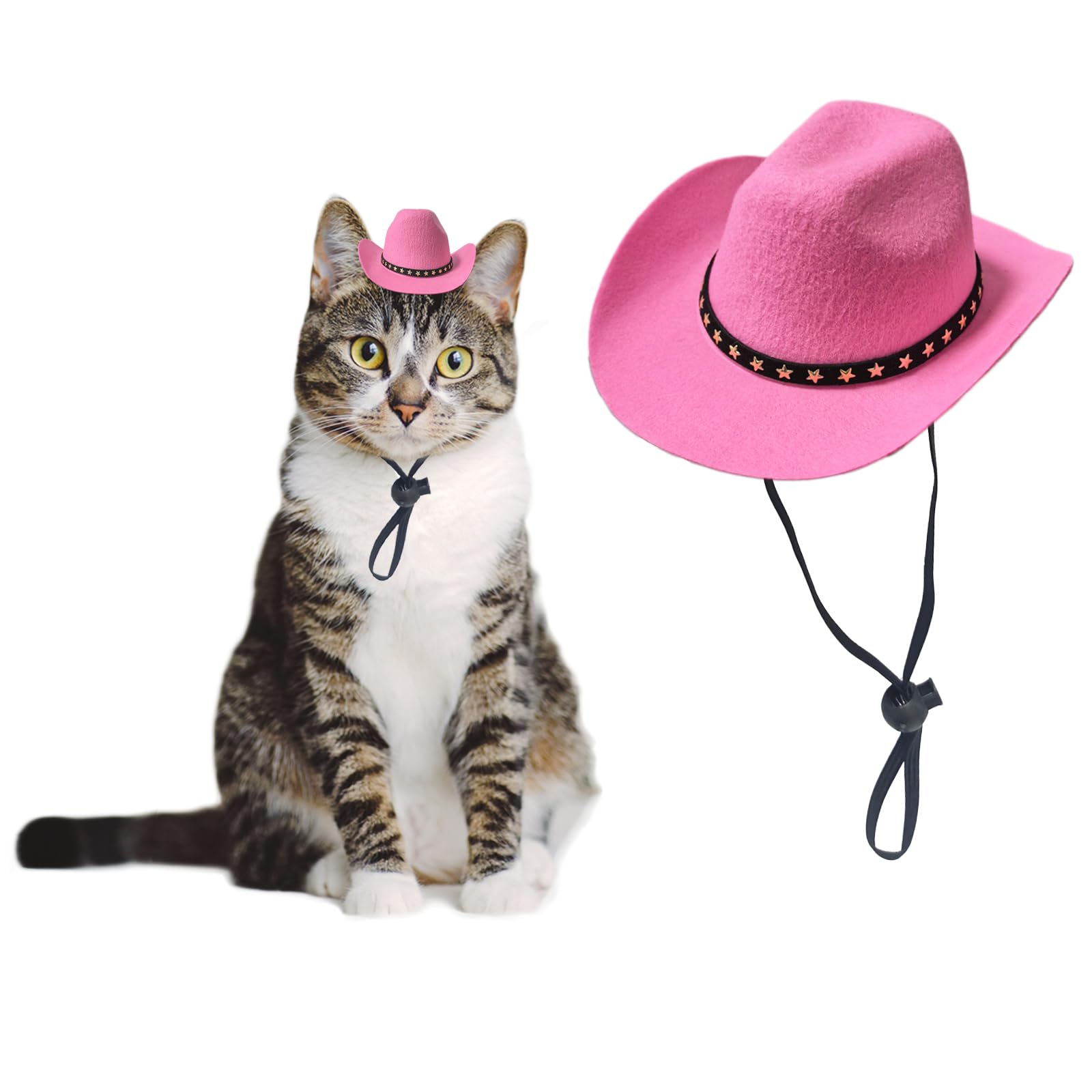 AWOCAN Dog Cowboy Hat Cat Cowboy Hat Pet Cowboy Costume Mini Cowboy Hat for Dogs Cat Holiday Halloween Pet Party Decoration (Pink, Small)
