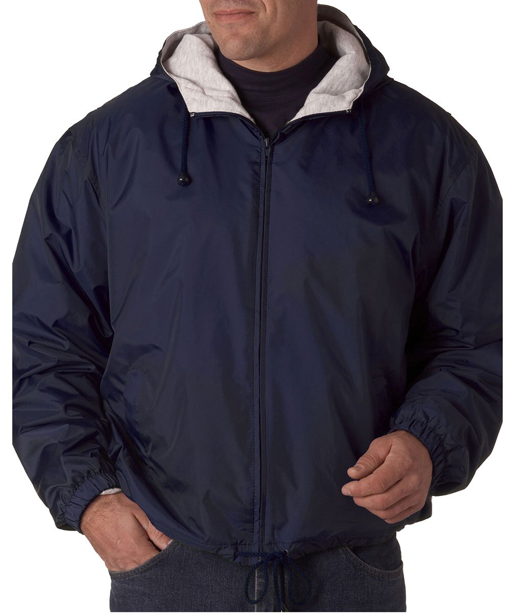 Mens FleeceLined Hooded Jacket (8915) NAVY L Homer's Coat