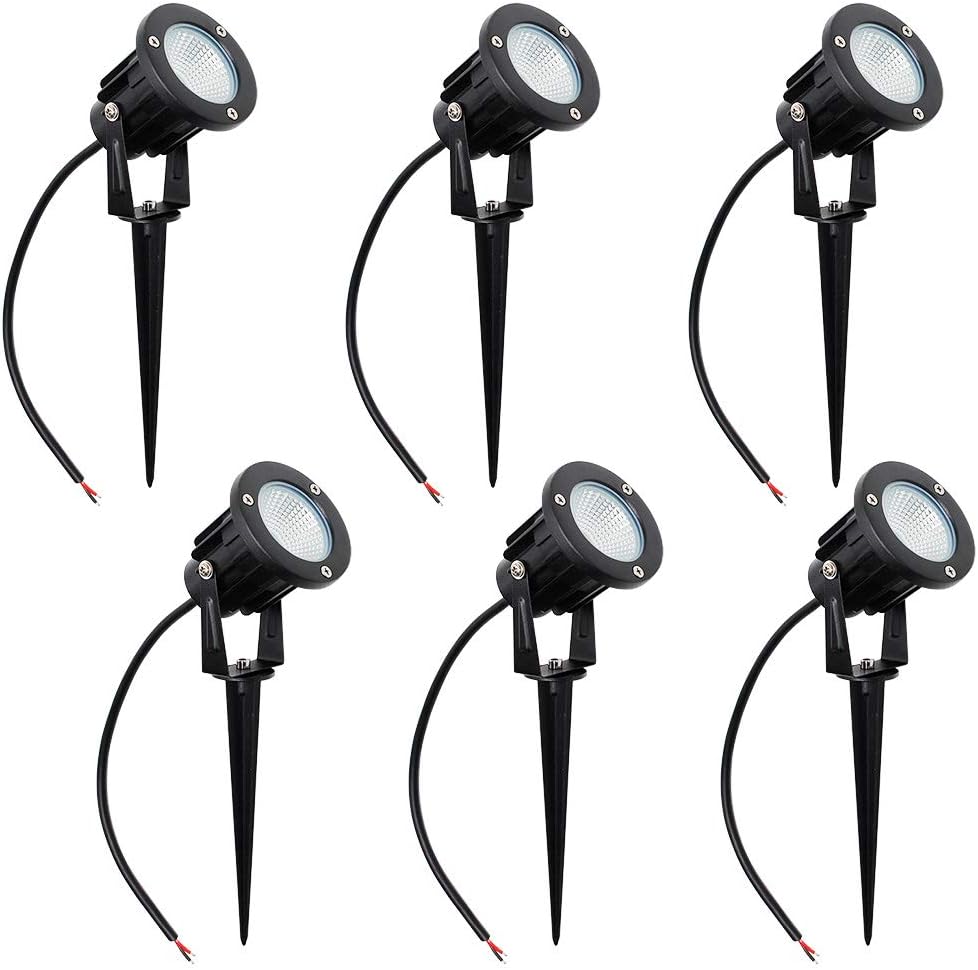 LEDLampsWorld 8W LED Landscape Lights, IP65 Waterproof Warm White Spotlights, 12V Low Voltage Spot Lighting with Spike Stand for Outdoor, Garden, Yard, Lawn, Pathway.etc - 6 Pack
