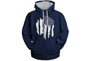 H HYFOL Graphic Hoodies for Men USA Flag American Patriotic Long Sleeve Pocket Pullover Sweatshirts