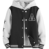 SOLY HUX Boy's Varsity Jacket Letter Star Print Long Sleeve Color Block Baseball Bomber Jacket Coat