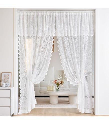 カーテン ann Amazon.com: GET ENAI White Floral Lace Sheer Curtains with