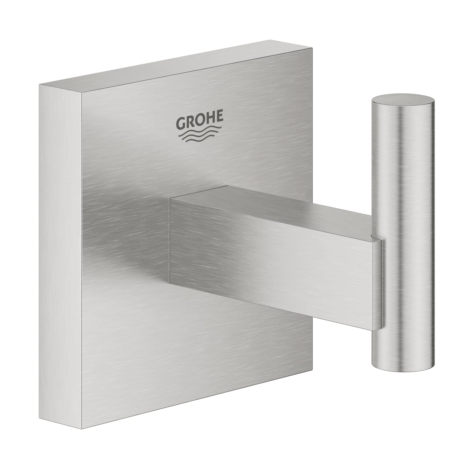 GROHE Start Cube Robe Hook - Bathroom Wall Mounted Shower Towel Hanger (Metal, Concealed Fastening, with Screws and Dowels), Easy to Fit with GROHE QuickGlue, Stainless Steel, 40961DC0 โ image 1
