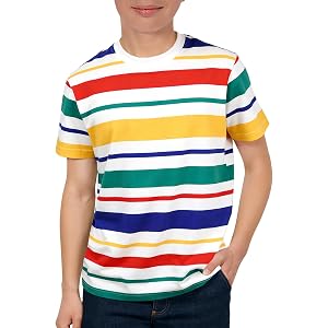 Boys Striped T Shirts Kids Fashion Crewneck Short Sleeve Loose Summer Tees Tops 5-14 Years