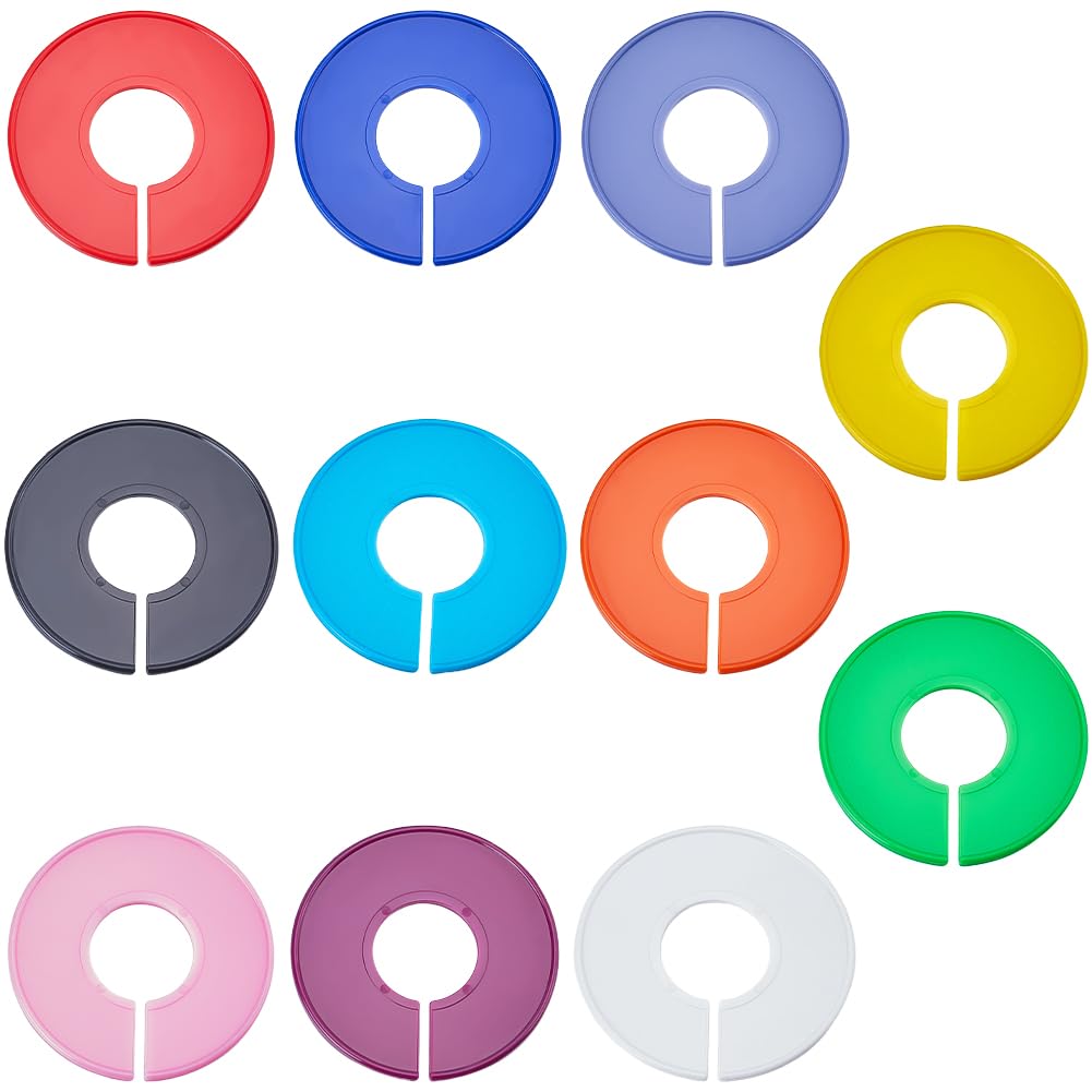 GORGECRAFT 22Pcs 11 Colors Round Closet Dividers Colorful Plastic Clothing Rack Sorting Reusable Wardrobe Size Divider Hangers Tags Label Organizers Separator for Home Clothes Organization Storage