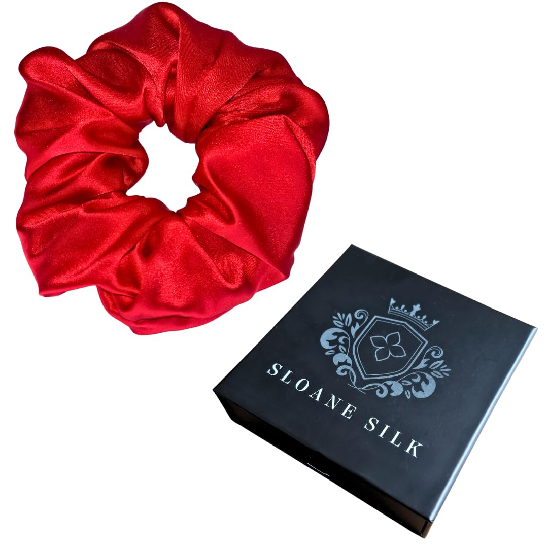100% Pure Mulberry Silk Scrunchie – Luxury 6A Grade Real Silk Hair Tie, Anti-Frizz & Gentle on Hair, OEKO-TEX Certified, Elegant Gift Box Included