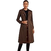 Allegra K Long Faux Suede Jacket Women Fall Winter Trench Coat with Pockets Belt Double Breasted Pea Coat Overcoat