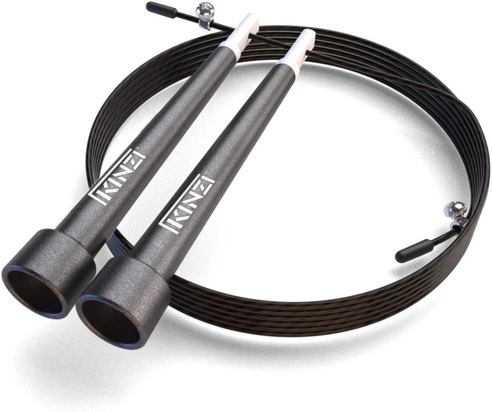 Kinzi Trade; Jump Rope - Fast Speed Cable for Mastering Double Unders - Best for Cross Fitness Training - WOD's - Boxing - MMA - Exercise and Fitness - Carry Case