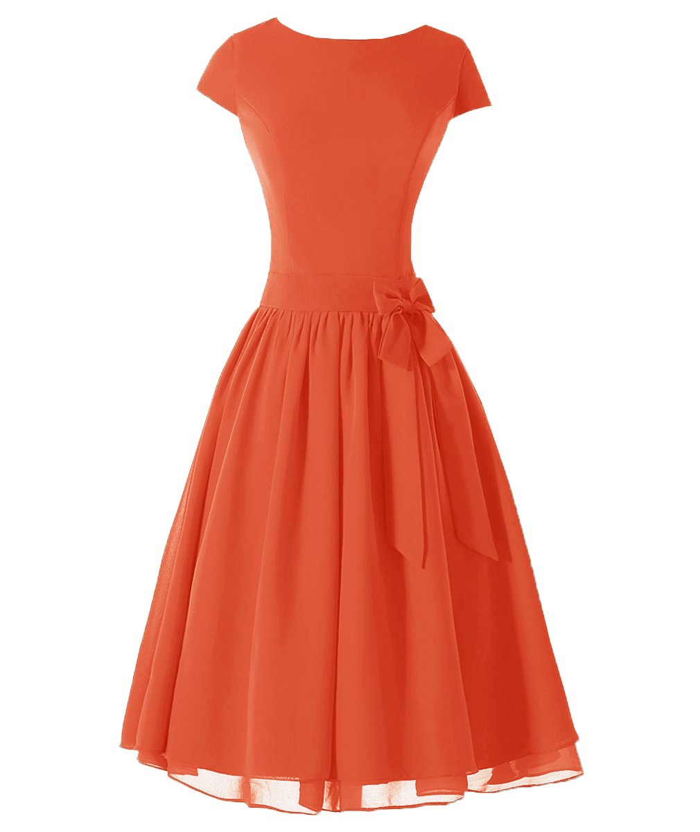 Vweil Vintage Inspired 1950s Cap Sleeves Chiffon Prom Dress Short