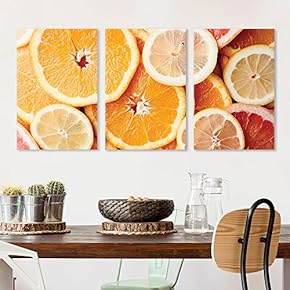 3 Panel Canvas Wall Art - Orange Slices - Giclee Print Gallery Wrap Modern Home Art Ready to Hang - 16"x24" x 3 Panels