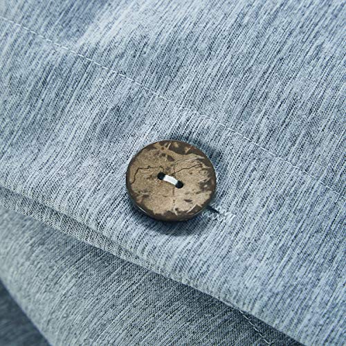 image for MUKKA Duvet Cover Queen Microfiber Button Blue Heather, Linen Like Cha