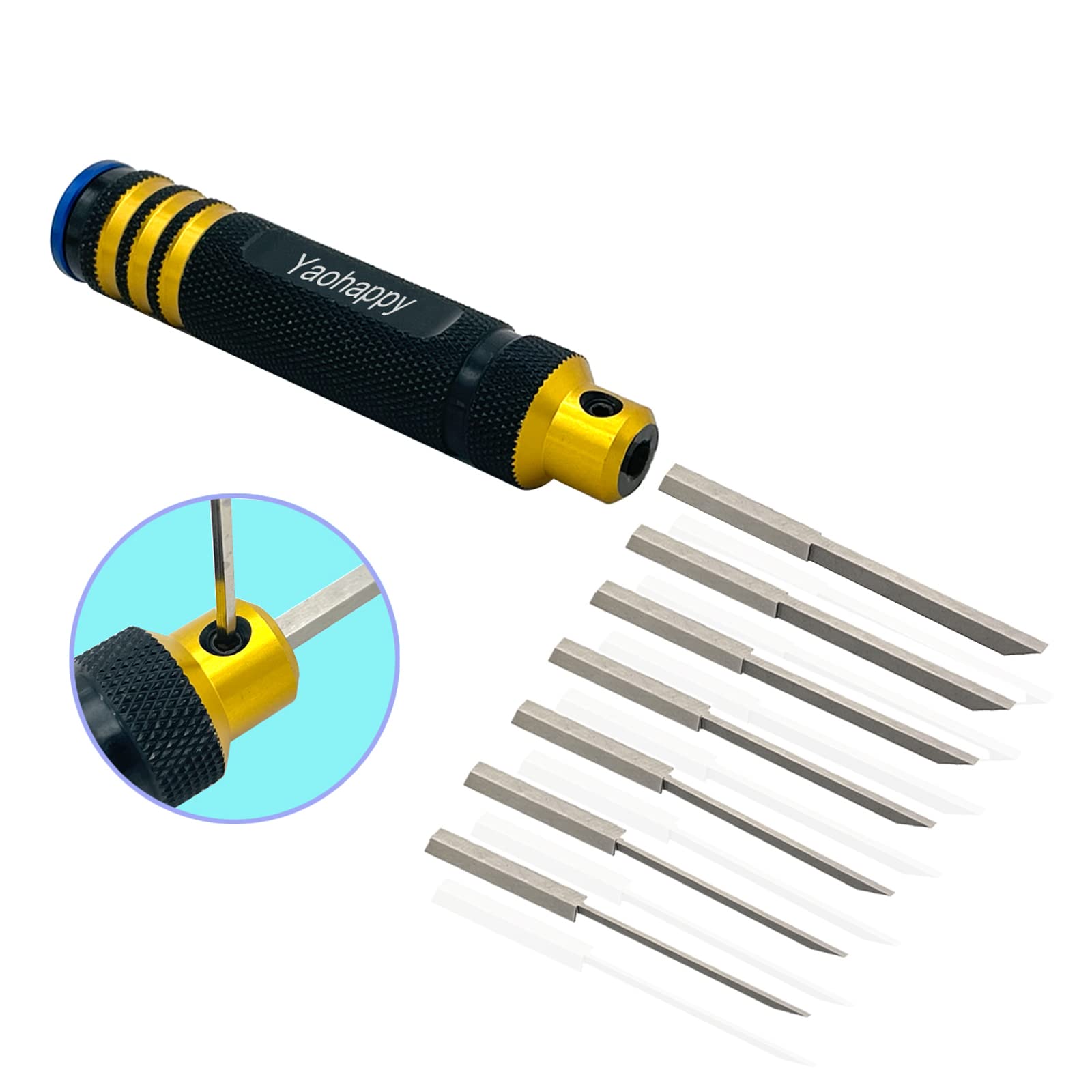 Yaohappy Prime Model Scriber Gundam Resin Carved Scribe Line Hobby Cutting Tool Chisel 7 Blades 0.1/0.2/0.4/0.6/0.8/1.0/2.0mm