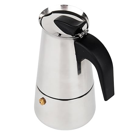 BAYTTER Premium Moka Espressokocher aus Edelstahl 4 Tassen Espressomaschine Espressokanne für Gas- oder Elektroherdplatten Ca