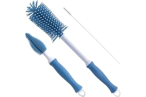 Silicone Cleaning Brush, 12" Long Handle Water Bottle Cleaner for Baby, Sports, Vase, Glassware, and Smaller Diameter Opening