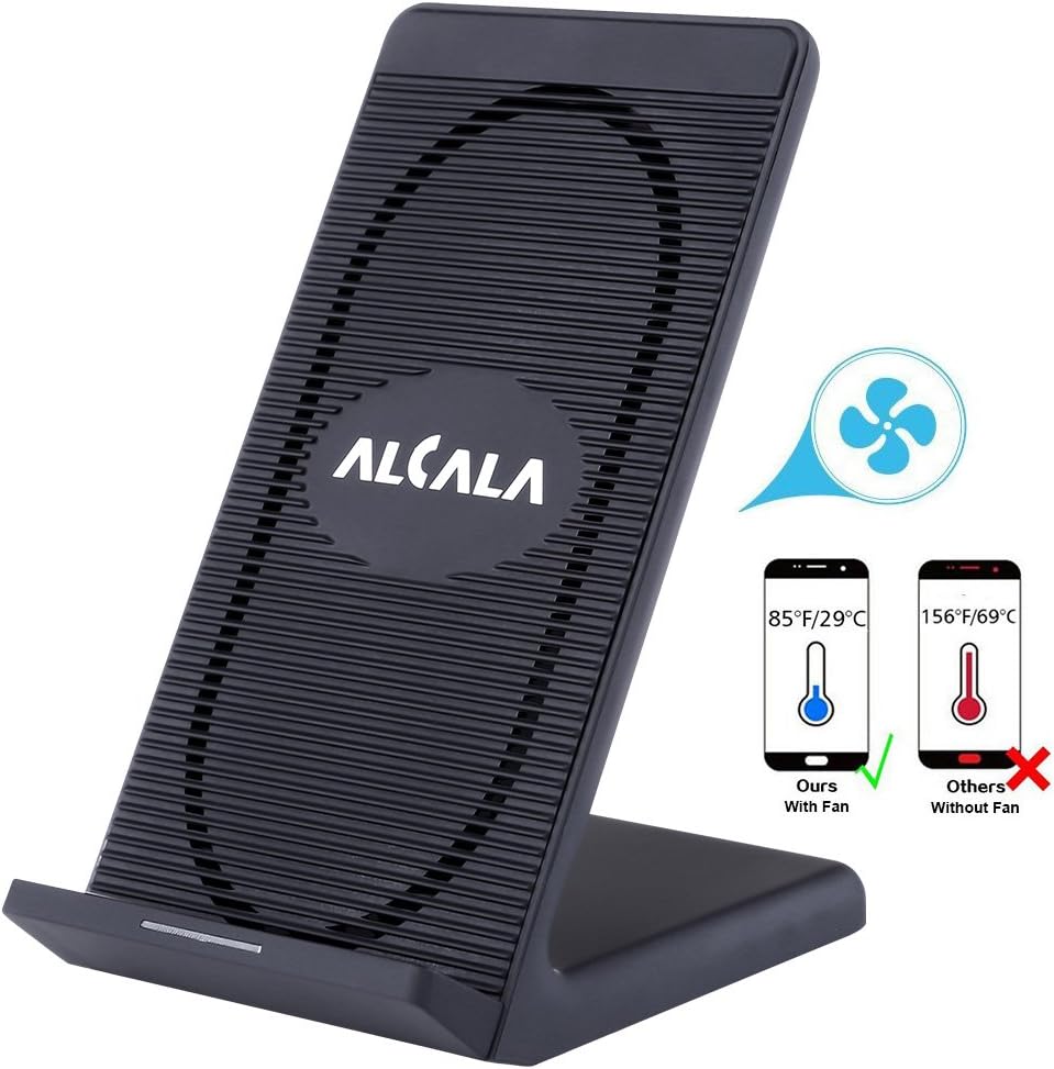 ALCALA Phone Stand 10W Fast Wireless Charger with ON/Off Switch Cooling Fan for iPhone X/8/8 Plus Standard Charge, Fast…