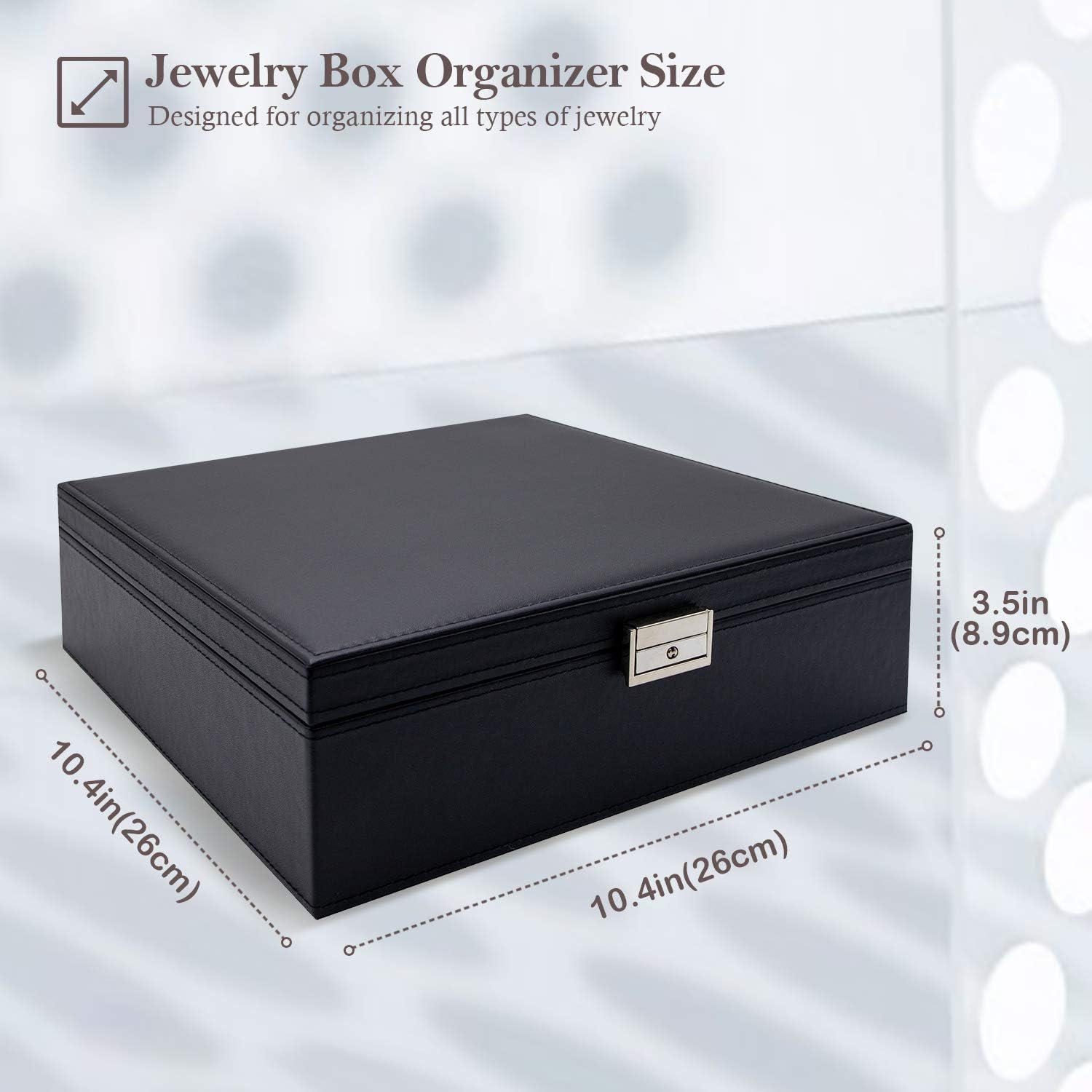 ProCase Jewelry Box for Women Girls, Large Leather Jewelry Organizer Storage Case with Two Layers Display for Earrings Bracelets Rings Watches -Black: Clothing