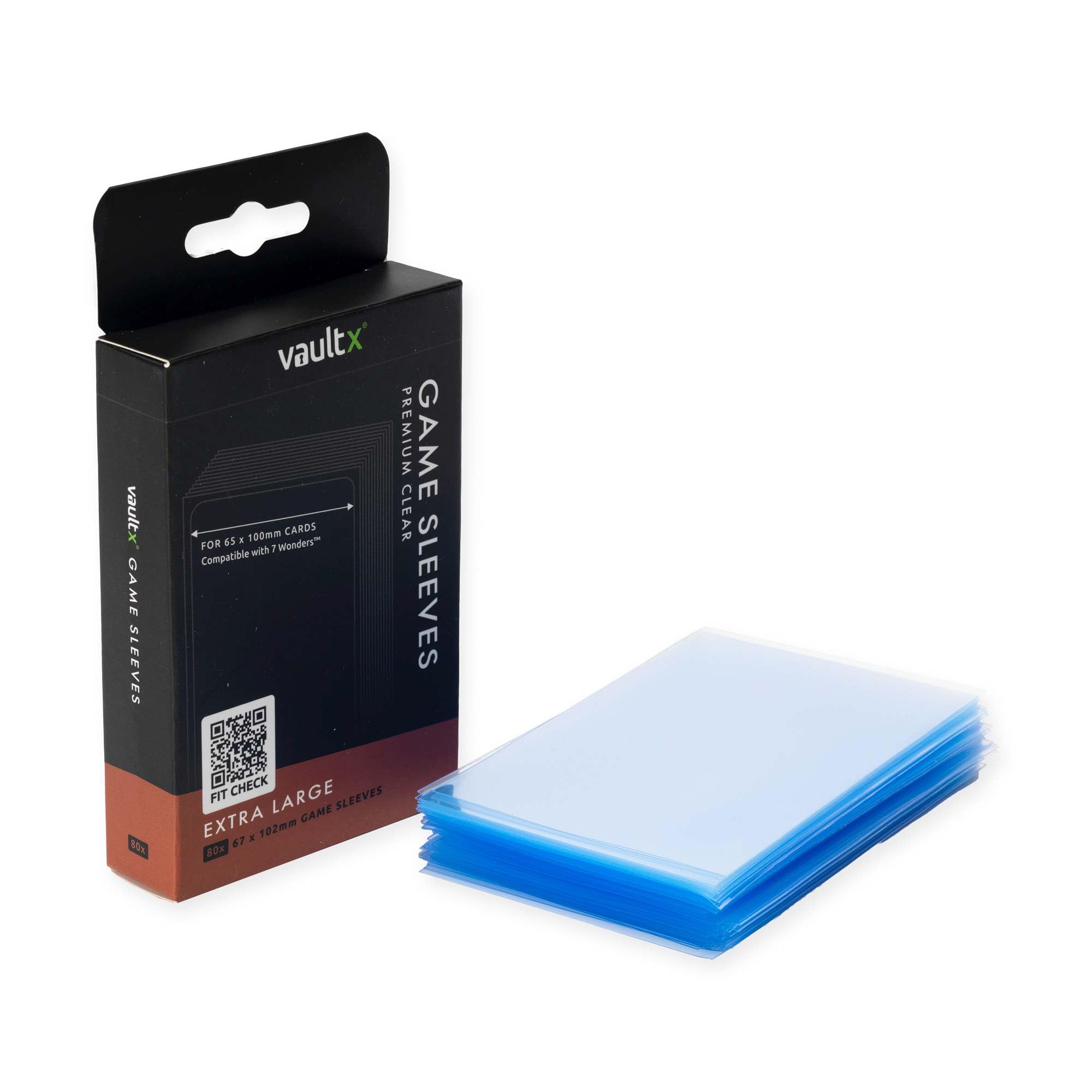 Vault X Extra Large Board Game Sleeves 67 x 102mm (80 Pack) Compatible with 7 Wonders, Clear Premium Quality