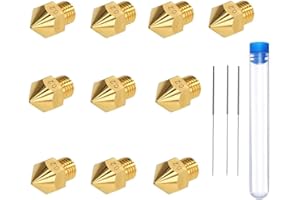 FEMBW 10 pcs 0.2MM Ender 3 Nozzle MK8 3D Printer Extruder Brss Nozzle for Creality Ender 3 v2 Ender 3 pro Ender 5 CR-10 etc