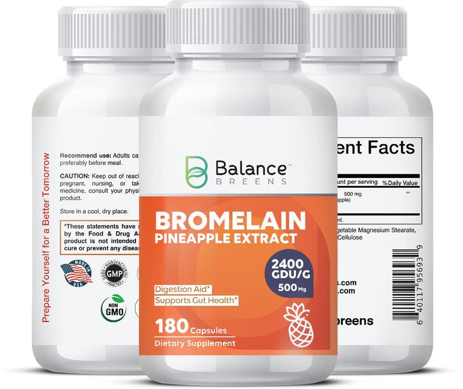 Bromelain Pineapple Extract Supplement 2,400 GDU/g 500mg 180