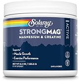 SOLARAY StrongMAG - Creatine Monohydrate Powder for Muscle Growth Support and Magnesium Malate for Cellular Energy Support - Unflavored Magnesium Powder - Vegan and Gluten Free - 30 Servings, 8.2 OZ