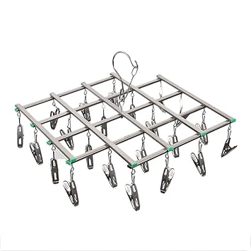 TentHome Mini Wäschespinne Socken Trockengestell Faltbar 20/35 Klammern Multifunktional Wäschetrockner Edelstahl Wäscheklamme