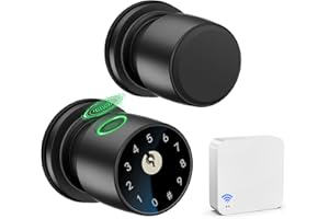 IRONZON Fingerprint Door Knob with Tuya Gateway 2.4G Fingerprint Door Lock Biometric Door Lock with App Control for Apartment Office and Garages