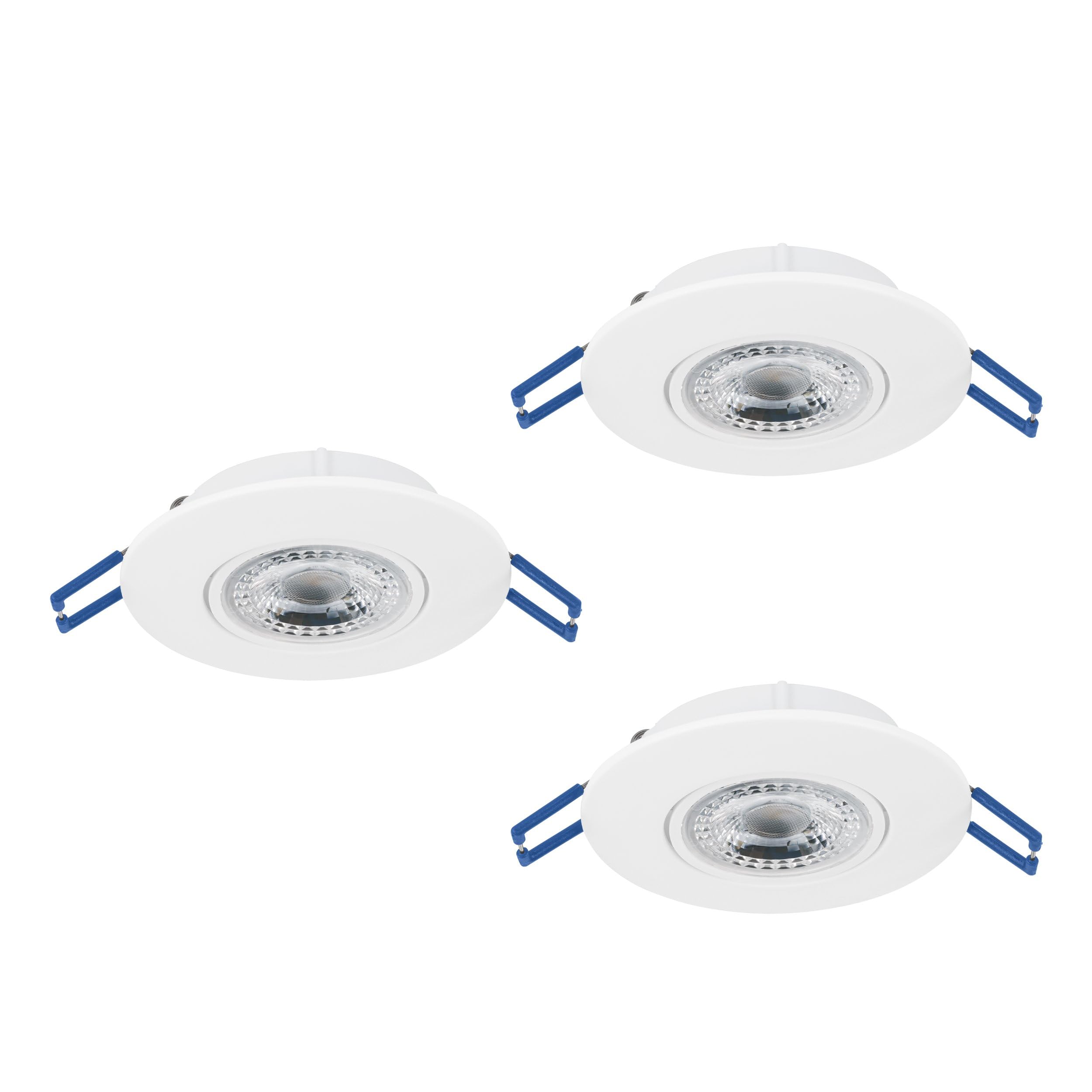 Eglo Set of 3 recessed LED Lamps Zujar, Ceiling spotlights Made of Plastic in White, wall spot Lights, Warm White, Ø 8.5