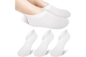 ASTER 3 Pairs Moisturizing Socks for Dry Feet, Cracked Heel Repair - Overnight Lotion Cotton Socks, Gel Spa Moisture Enhancing for Women and Men, White